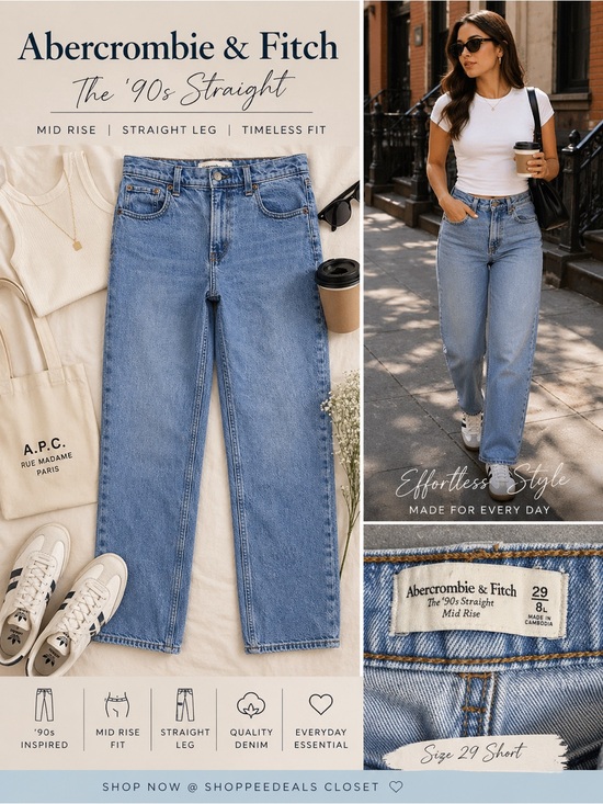 Abercrombie & Fitch Denim - Abercrombie & Fitch ‘90s Straight Mid Rise Jeans Size 29/8L